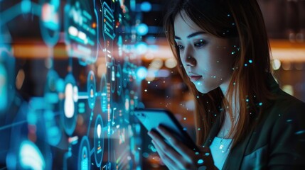 Woman Using Digital Interface