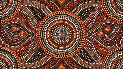 Traditional Australian Aboriginal tribal pattern with intricate dots and lines, aboriginal, indigenous, culture, art