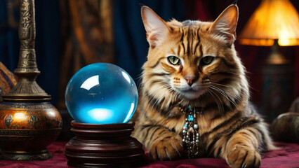 torso cat fortune teller, AI generated