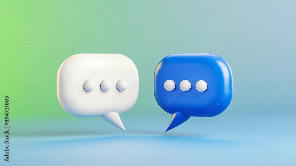 Poster speech bubbles for communication and messaging. 3d render with colorful background ideal for represe