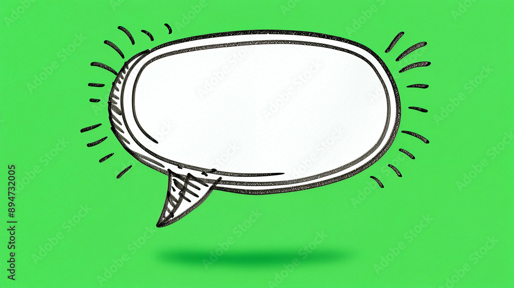 Poster speech bubble graphic design on green background. creative hand-drawn style speech bubble with outli