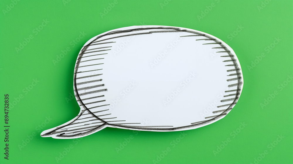 Poster speech bubble graphic design on green background. blank speech bubble with hand-drawn outline for cr