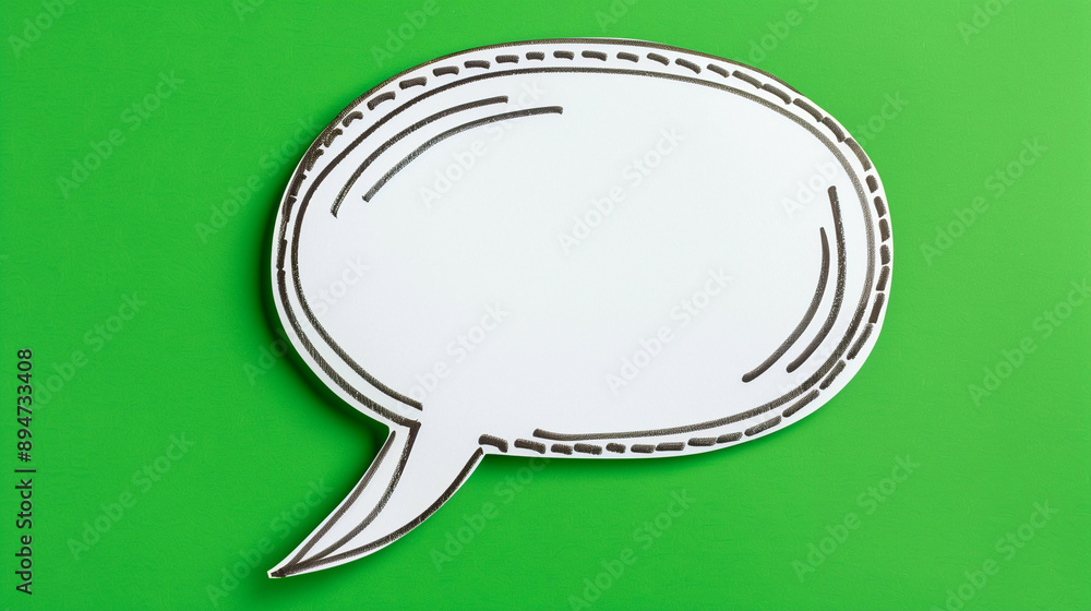 Poster speech bubble graphic resource on green background. blank speech bubble with thin outline for though