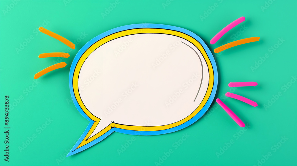 Poster speech bubble graphic design on colorful background. blank speech bubble for text in vibrant style. 