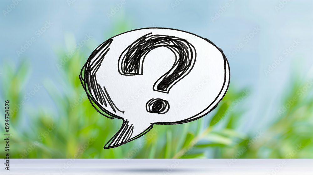 Poster question mark in thought bubble illustrating curiosity and inquiry. creative design with symbolic el
