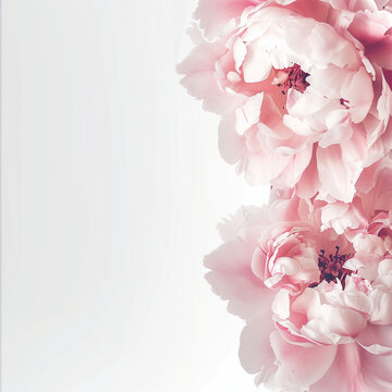 Website banner white. A pink peones on the right side. Left sidу is empty.