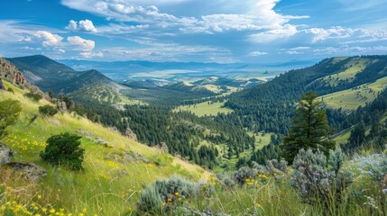 Obraz premium Scenic Mountain Valley Landscape