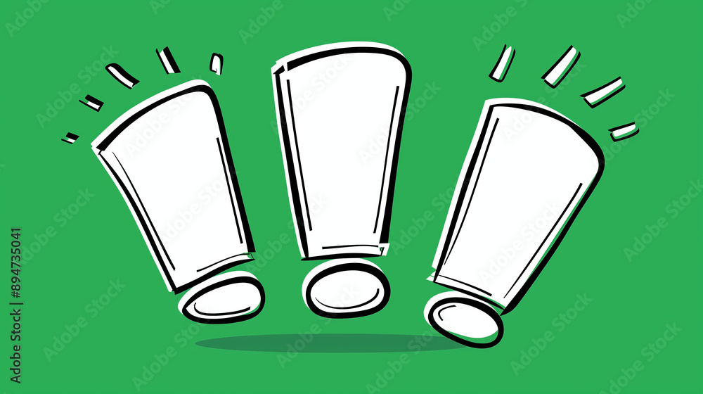 Aufkleber exclamation marks as graphic design elements. creative expression and visual impact on green backgro
