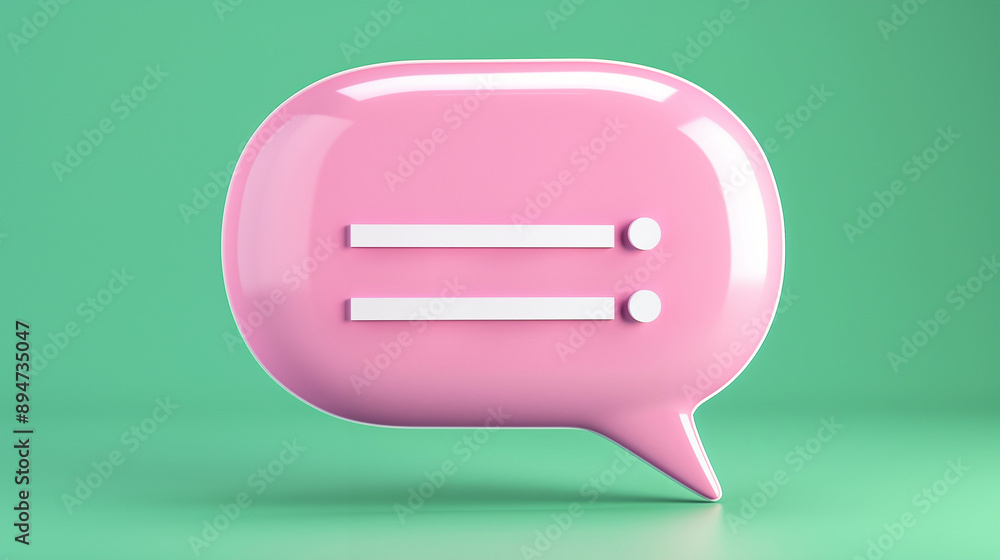 Poster speech bubble graphic design in vibrant pink color 3d style with minimalistic elements. vibrant and 