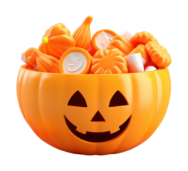 PNG Pumpkin bowl candies vegetable halloween.