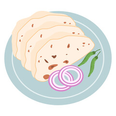 traditional Indian Flatbread Chapati illuatration