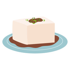 Japanese cold tofu salad illustration