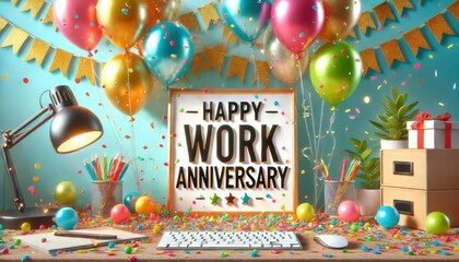 Festive Desk Decor for Work Anniversary Celebration