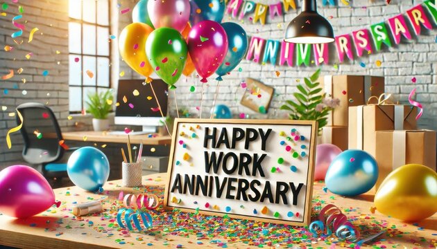 Colorful Work Anniversary Party in the Office
