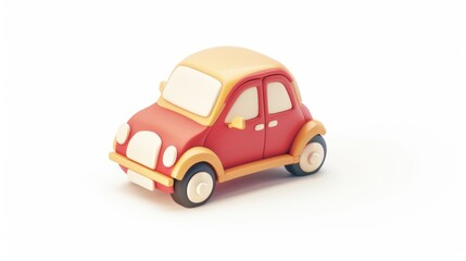 A 3D cartoon car model on display, showcasing playful and imaginative design
