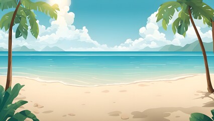 Fototapeta premium illustration of tropical beach in daytime