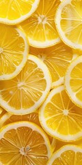 Lemon Slices Background. Summer Fruit in Vibrant Yellow, Fresh Citrus Pattern