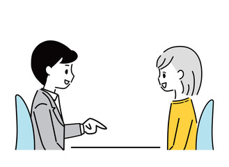 説明を受ける女性