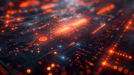 Fototapeta premium Digital generated image of abstract AI chat icons over digital surface.