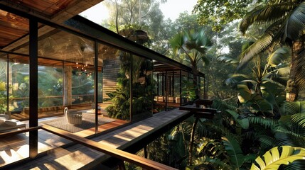 Fototapeta premium A stunning tropical treehouse with a modern design
