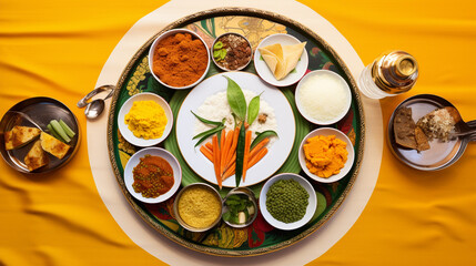 Indian thali with national colors.