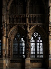 Obraz premium stained glass, majestic stained glass pane in historic architecture
