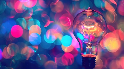 Vibrant circular bokeh lightbulb abstraction