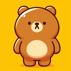 Fototapeta premium teddy bear cartoon stand in front of yellow background
