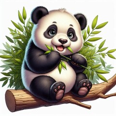 Cartoon Panda enjoy his food