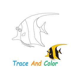 Vector trace and color pictures of fish objects suitable for children's coloring books