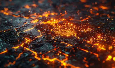 Glowing Circuits: A Digital Landscape