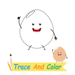 Trace and color cute egg characters for children's coloring books
