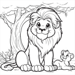 Obraz premium Lion outline drawing