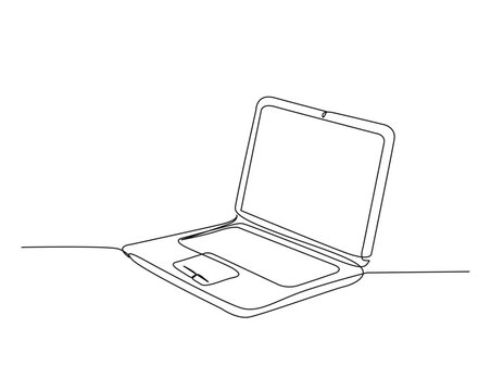 recommend clip art: One continuous line drawing Notebook or Laptop. Notebook simple outline vector illustration.