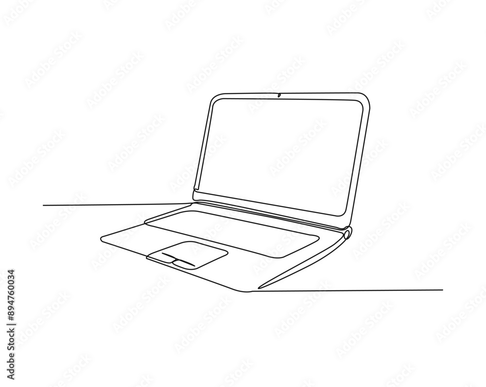 Fototapete one continuous line drawing notebook or laptop. notebook simple outline vector illustration.