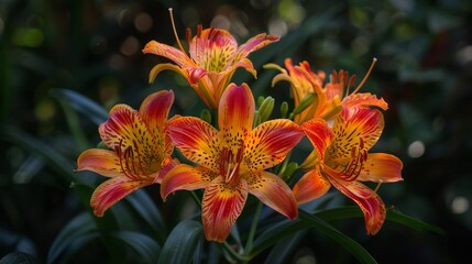 Exotic Beauty Unveiled: Stunning Flame Lilies in Vibrant Hues with Intricate Details and Lush Backgrounds