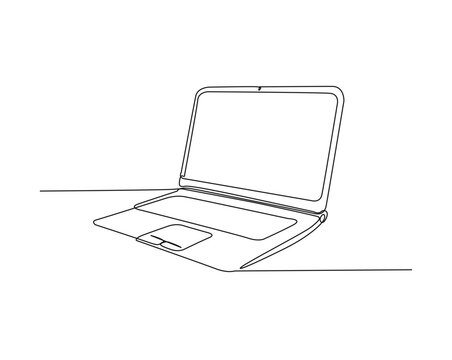 recommend clip art: One continuous line drawing Notebook or Laptop. Notebook simple outline vector illustration.