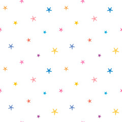 Seamless Pattern of Pastel Star Design on White Background