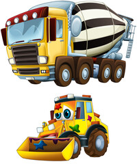 cartoon scene with heavy duty car truck transportation vehicle for construction site isolated illustration for children