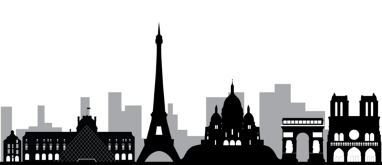 paris eifeltower and skyline black and white png file