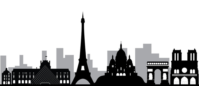 Fototapeta paris eifeltower and skyline black and white png file