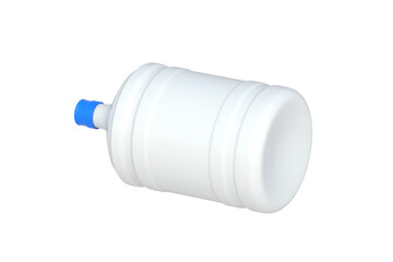 One opaque bottle with potable water for cooler isolated on white background. Top view. 3d render
