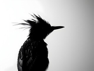 Striking Silhouette of Singular Bird Against Minimalist Backdrop