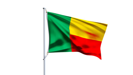 Waving flag of benin isolated on transparent background.