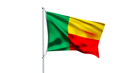 Waving flag of benin isolated on transparent background.