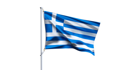 Waving flag of greece isolated on transparent background.