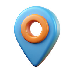 3D Location Pin - Blue and Orange 
