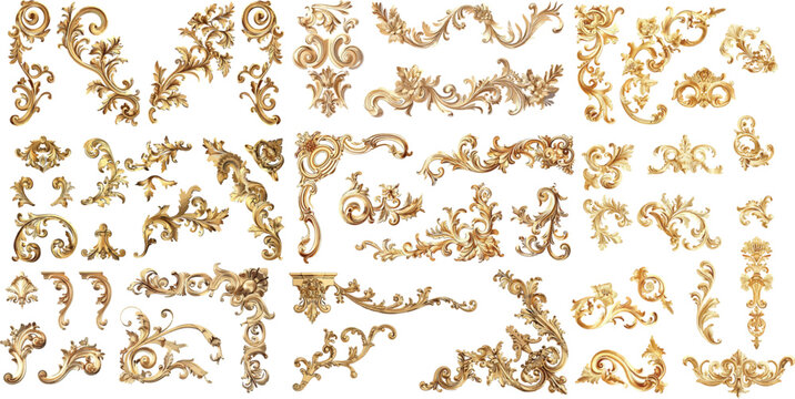decorative corner ornaments in gold watercolor clipart
