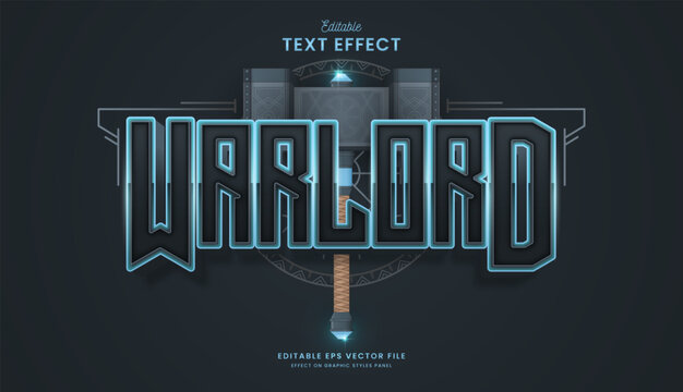 decorative editable hammer warlord text effect vector design
