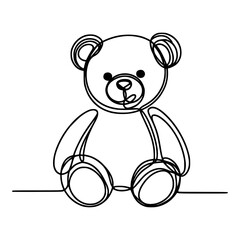 one line continuous teddy bear toy vector illustration template design